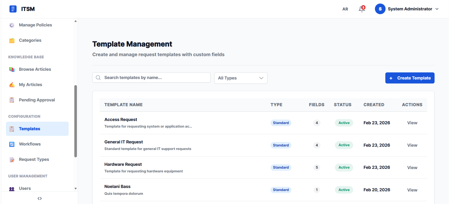 ITSM Dynamic Templates - Custom form fields for each request type